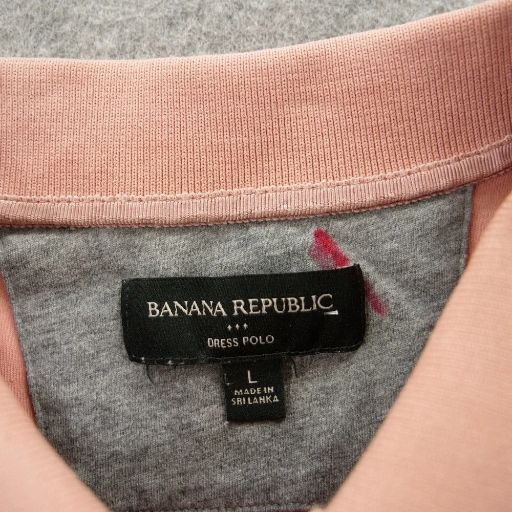 Banana Republic Polo Shirt Mens Large Pink Dress Short Sleeve Casual Stretch